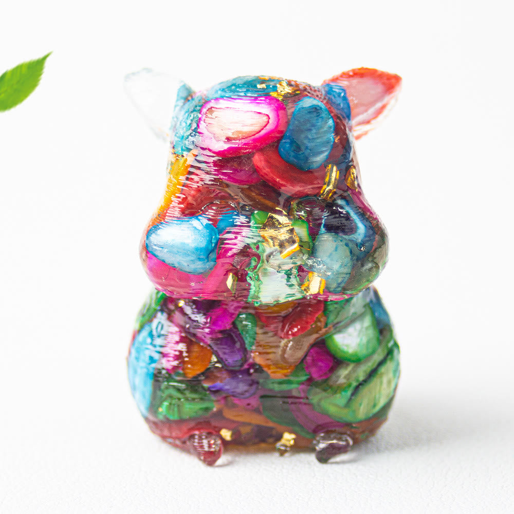 Décoration en pierre précieuse pour hamster mignon en cristal époxy Olivenorma