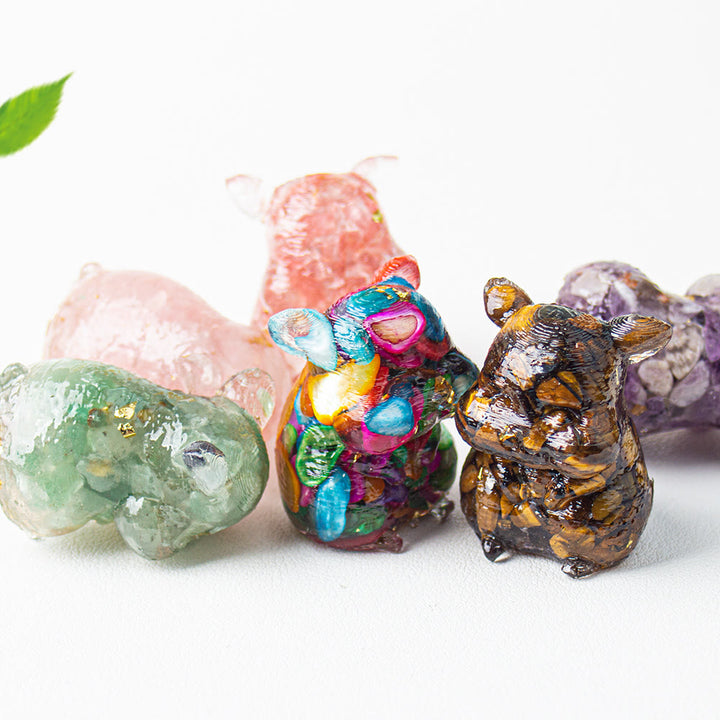 Décoration en pierre précieuse pour hamster mignon en cristal époxy Olivenorma