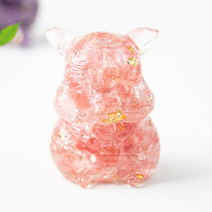 Décoration en pierre précieuse pour hamster mignon en cristal époxy Olivenorma