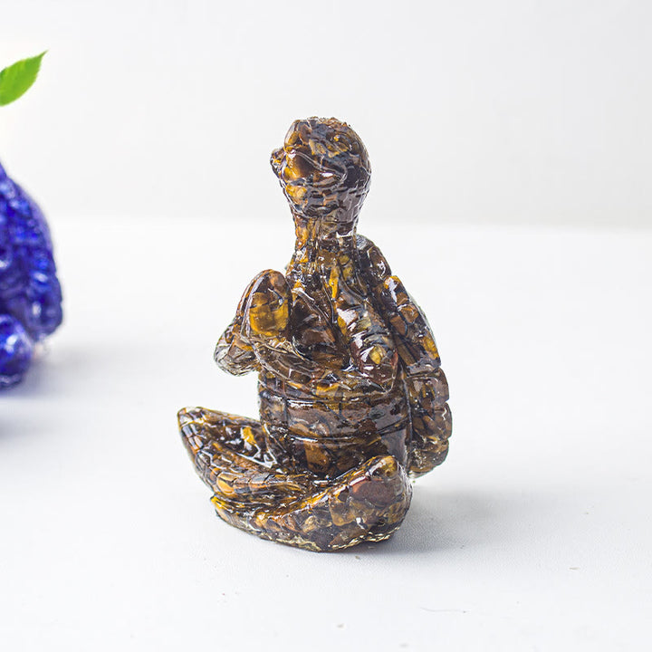 Décoration en pierre précieuse tortue méditante en cristal époxy Olivenorma