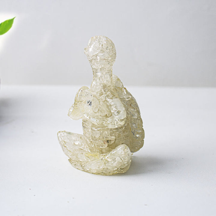 Décoration en pierre précieuse tortue méditante en cristal époxy Olivenorma
