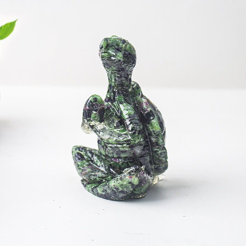 Décoration en pierre précieuse tortue méditante en cristal époxy Olivenorma