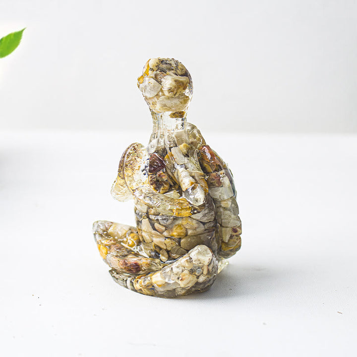 Décoration en pierre précieuse tortue méditante en cristal époxy Olivenorma