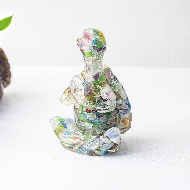 Décoration en pierre précieuse tortue méditante en cristal époxy Olivenorma