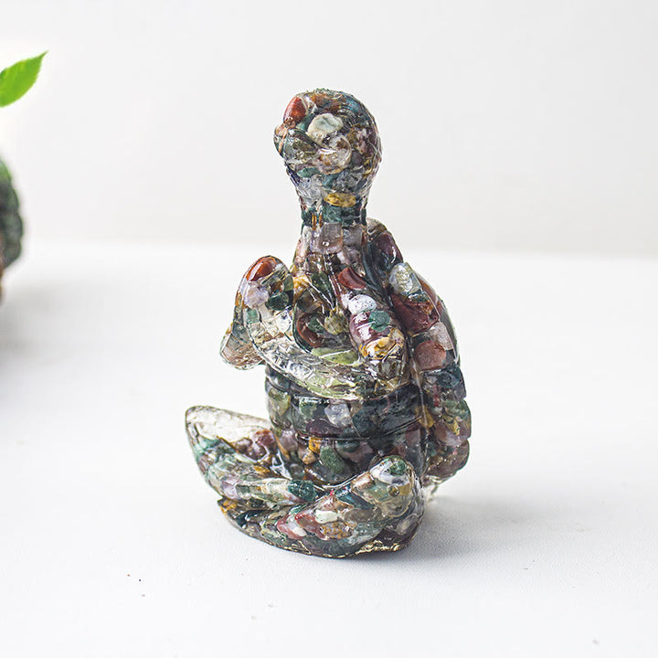 Décoration en pierre précieuse tortue méditante en cristal époxy Olivenorma