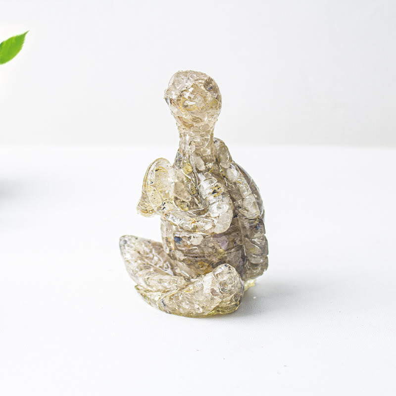 Décoration en pierre précieuse tortue méditante en cristal époxy Olivenorma