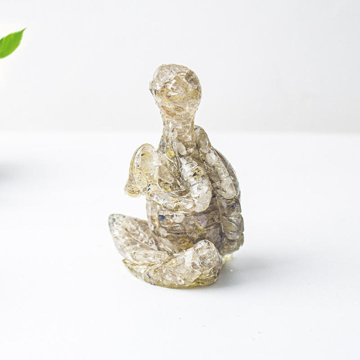 Décoration en pierre précieuse tortue méditante en cristal époxy Olivenorma