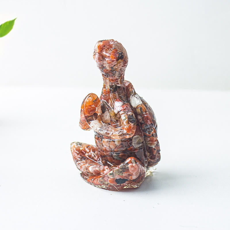 Décoration en pierre précieuse tortue méditante en cristal époxy Olivenorma