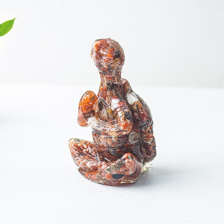 Décoration en pierre précieuse tortue méditante en cristal époxy Olivenorma