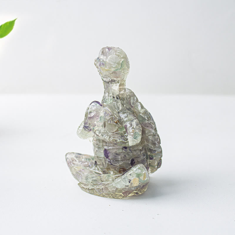 Décoration en pierre précieuse tortue méditante en cristal époxy Olivenorma