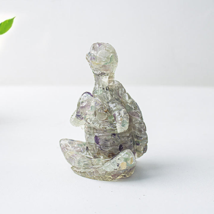 Décoration en pierre précieuse tortue méditante en cristal époxy Olivenorma