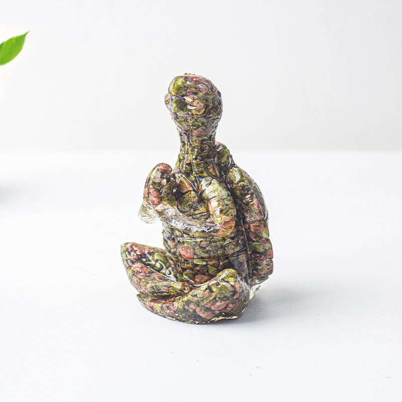 Décoration en pierre précieuse tortue méditante en cristal époxy Olivenorma