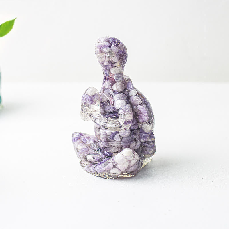 Décoration en pierre précieuse tortue méditante en cristal époxy Olivenorma