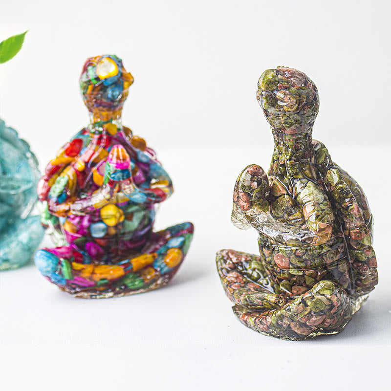 Décoration en pierre précieuse tortue méditante en cristal époxy Olivenorma