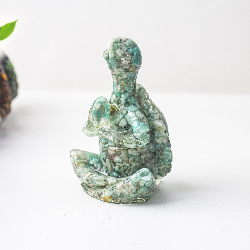 Décoration en pierre précieuse tortue méditante en cristal époxy Olivenorma