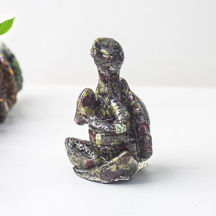 Décoration en pierre précieuse tortue méditante en cristal époxy Olivenorma