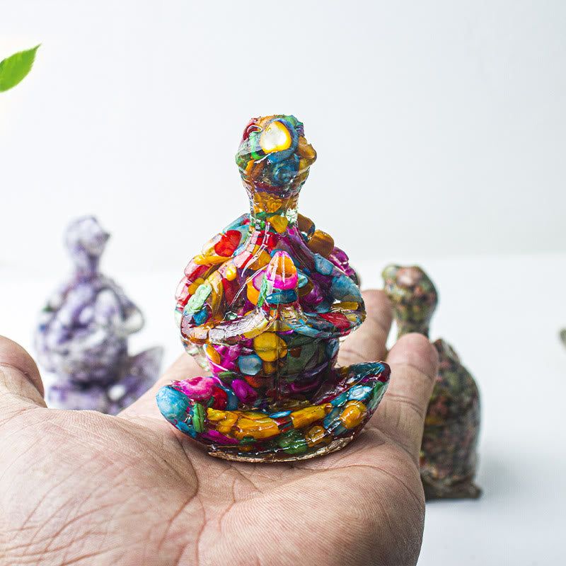 Décoration en pierre précieuse tortue méditante en cristal époxy Olivenorma