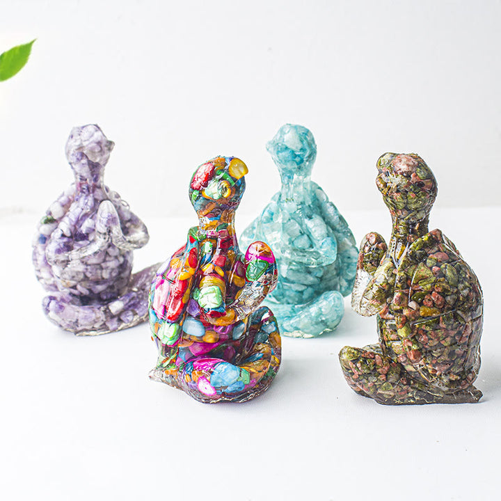 Décoration en pierre précieuse tortue méditante en cristal époxy Olivenorma