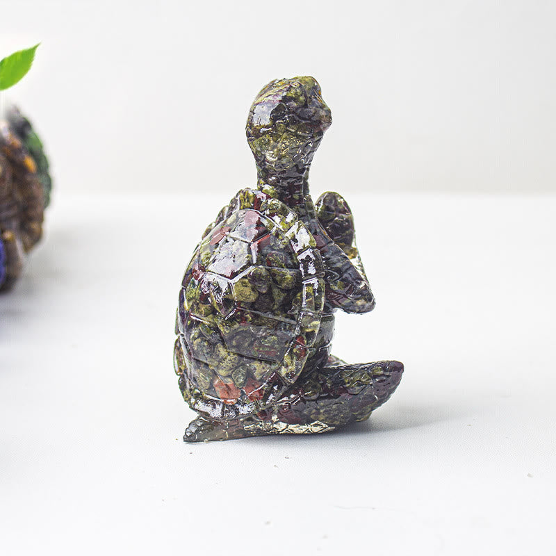Décoration en pierre précieuse tortue méditante en cristal époxy Olivenorma