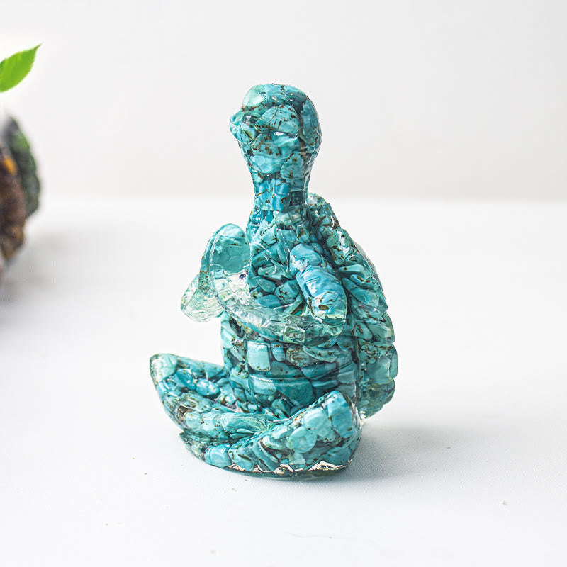 Décoration en pierre précieuse tortue méditante en cristal époxy Olivenorma