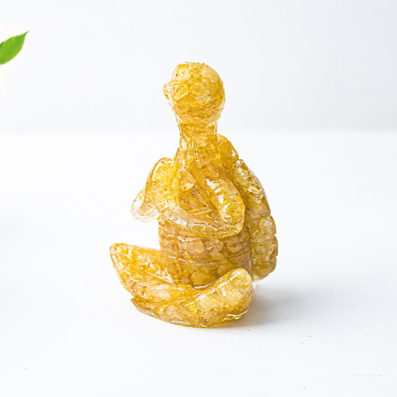 Décoration en pierre précieuse tortue méditante en cristal époxy Olivenorma