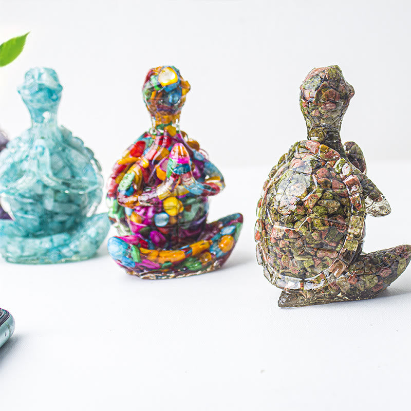 Décoration en pierre précieuse tortue méditante en cristal époxy Olivenorma