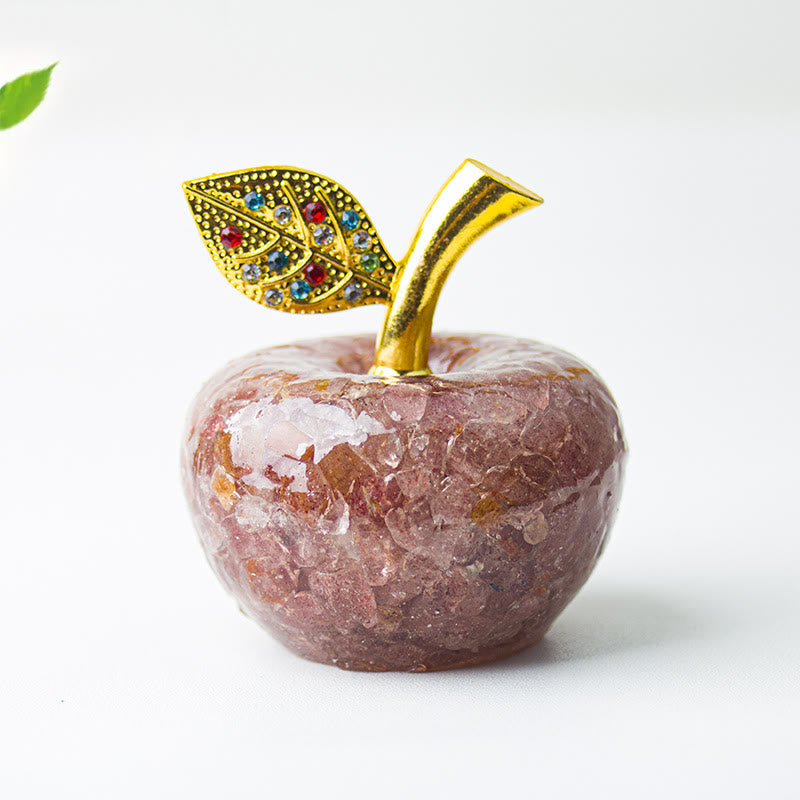 Décoration en cristal époxy Olivenorma , feuille d'or, pomme, pierre précieuse