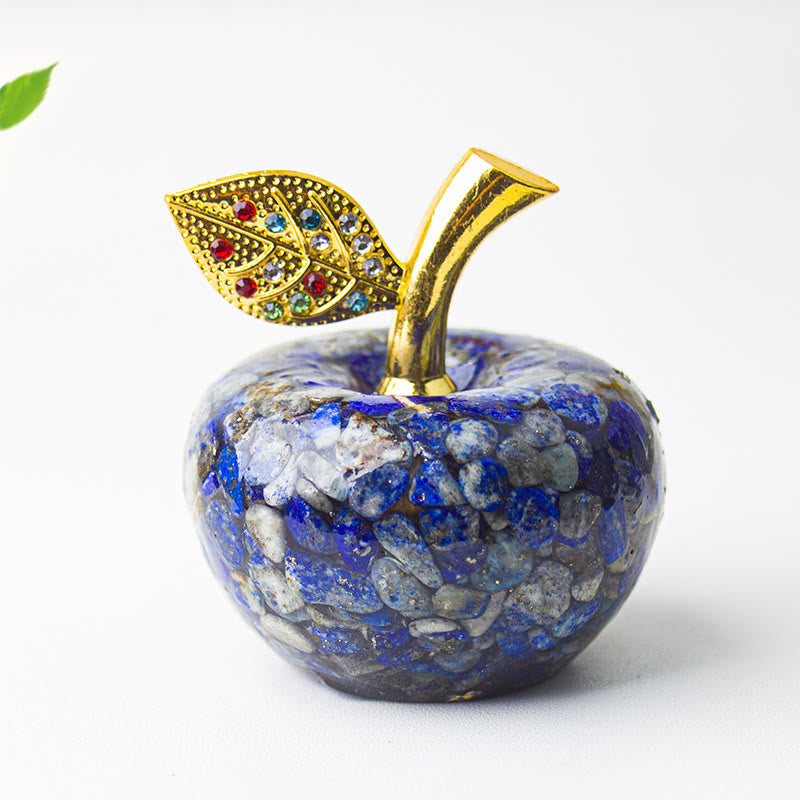 Décoration en cristal époxy Olivenorma , feuille d'or, pomme, pierre précieuse