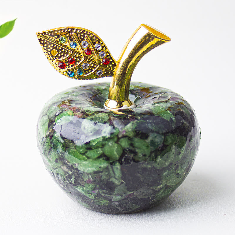 Décoration en cristal époxy Olivenorma , feuille d'or, pomme, pierre précieuse