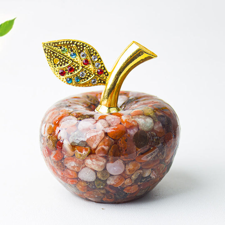 Décoration en cristal époxy Olivenorma , feuille d'or, pomme, pierre précieuse