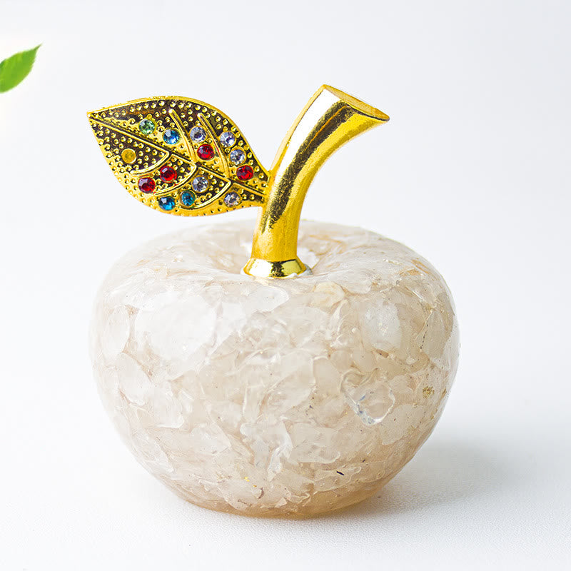 Décoration en cristal époxy Olivenorma , feuille d'or, pomme, pierre précieuse