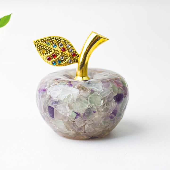 Décoration en cristal époxy Olivenorma , feuille d'or, pomme, pierre précieuse