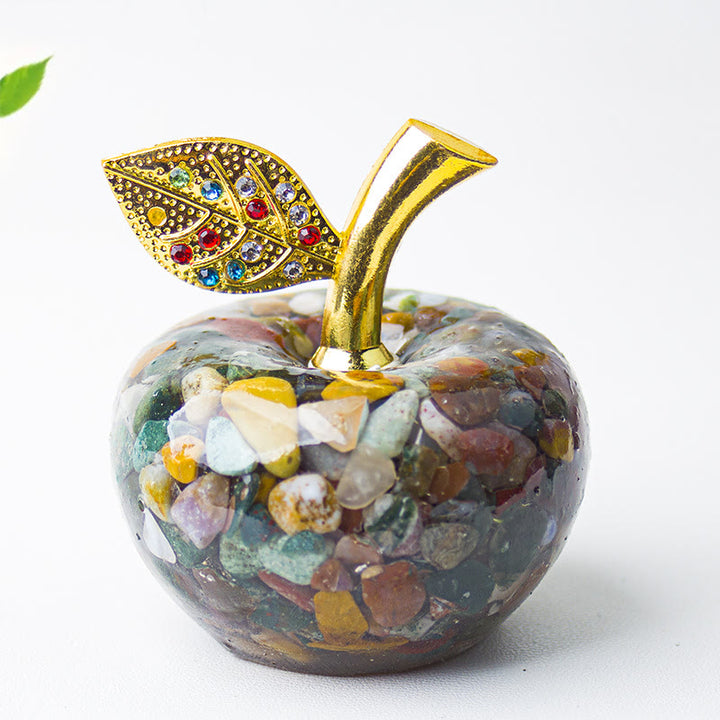 Décoration en cristal époxy Olivenorma , feuille d'or, pomme, pierre précieuse