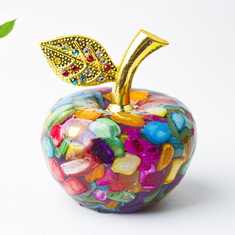 Décoration en cristal époxy Olivenorma , feuille d'or, pomme, pierre précieuse