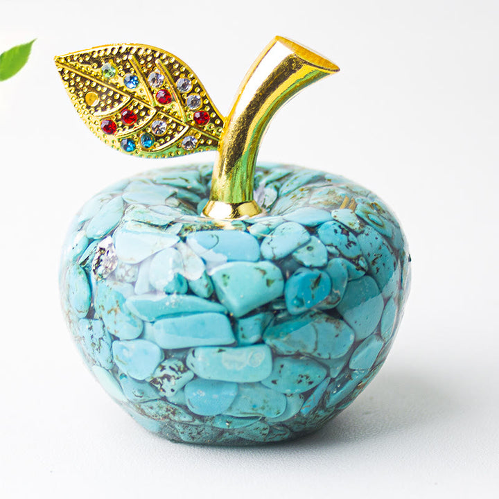 Décoration en cristal époxy Olivenorma , feuille d'or, pomme, pierre précieuse