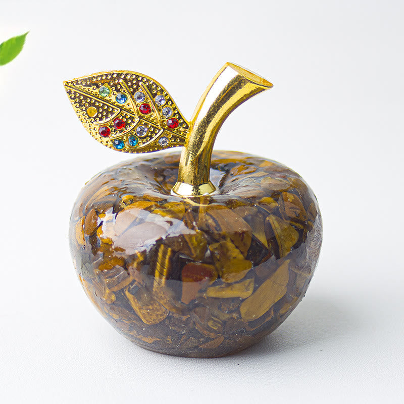 Décoration en cristal époxy Olivenorma , feuille d'or, pomme, pierre précieuse