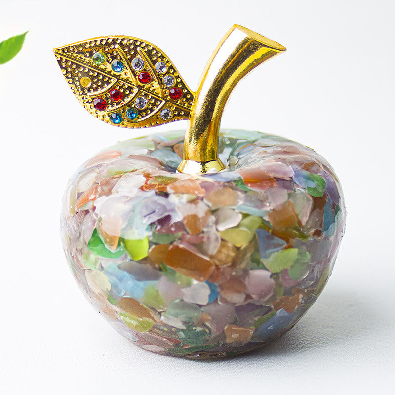 Décoration en cristal époxy Olivenorma , feuille d'or, pomme, pierre précieuse