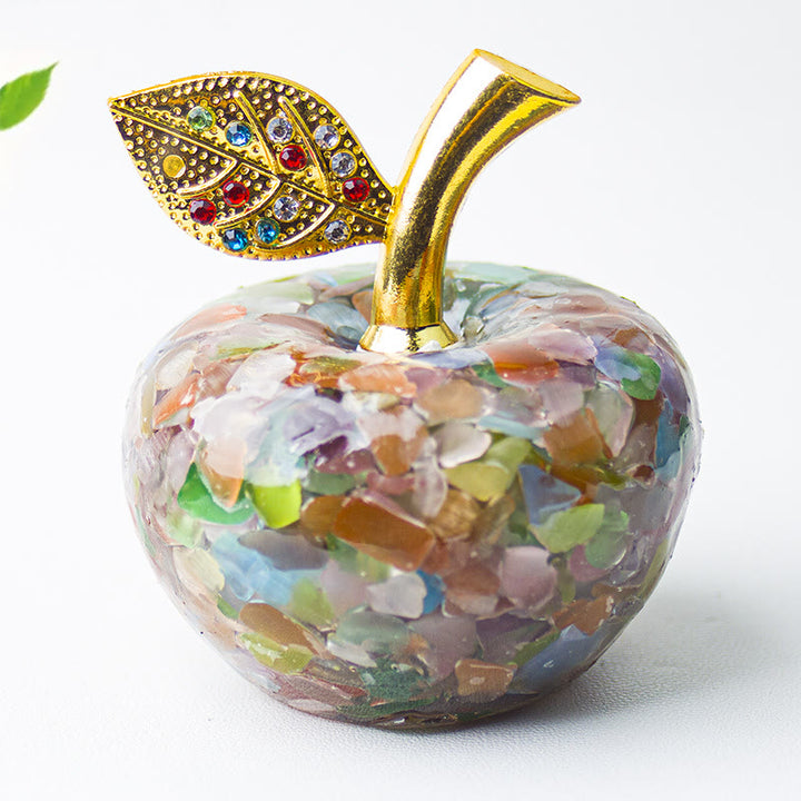 Décoration en cristal époxy Olivenorma , feuille d'or, pomme, pierre précieuse
