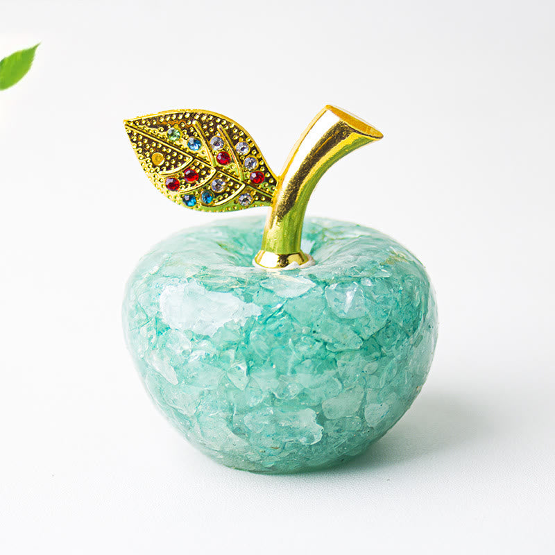 Décoration en cristal époxy Olivenorma , feuille d'or, pomme, pierre précieuse