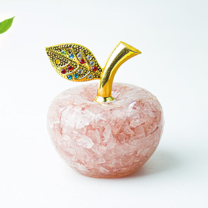 Décoration en cristal époxy Olivenorma , feuille d'or, pomme, pierre précieuse