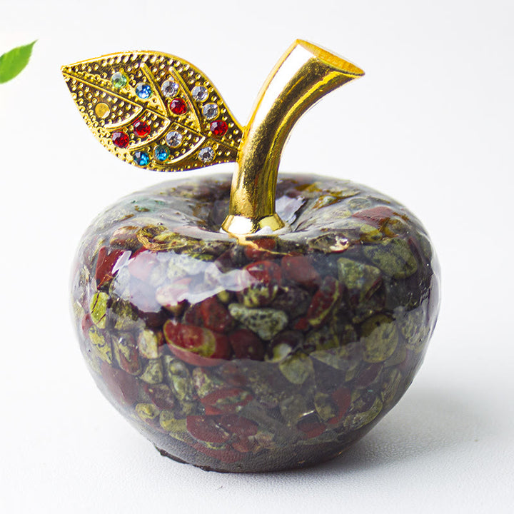 Décoration en cristal époxy Olivenorma , feuille d'or, pomme, pierre précieuse