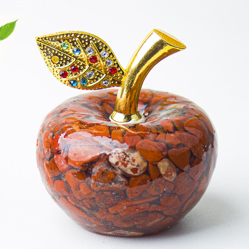 Décoration en cristal époxy Olivenorma , feuille d'or, pomme, pierre précieuse