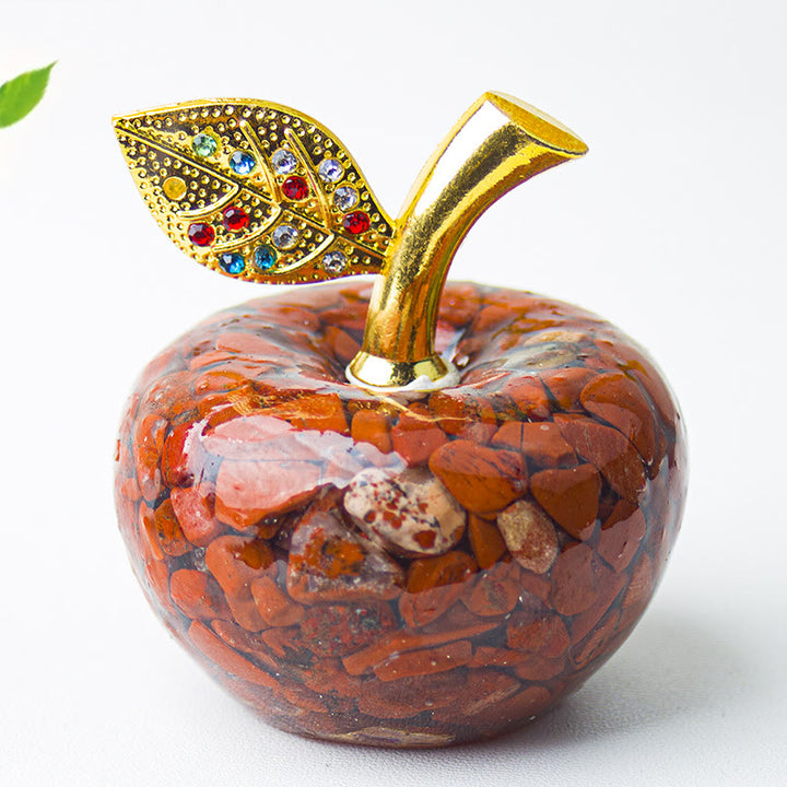 Décoration en cristal époxy Olivenorma , feuille d'or, pomme, pierre précieuse