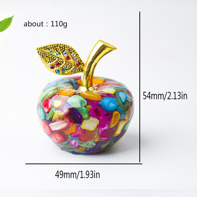 Décoration en cristal époxy Olivenorma , feuille d'or, pomme, pierre précieuse