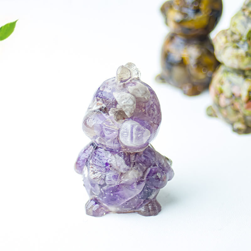 Décoration en cristal époxy Olivenorma en forme de poussin