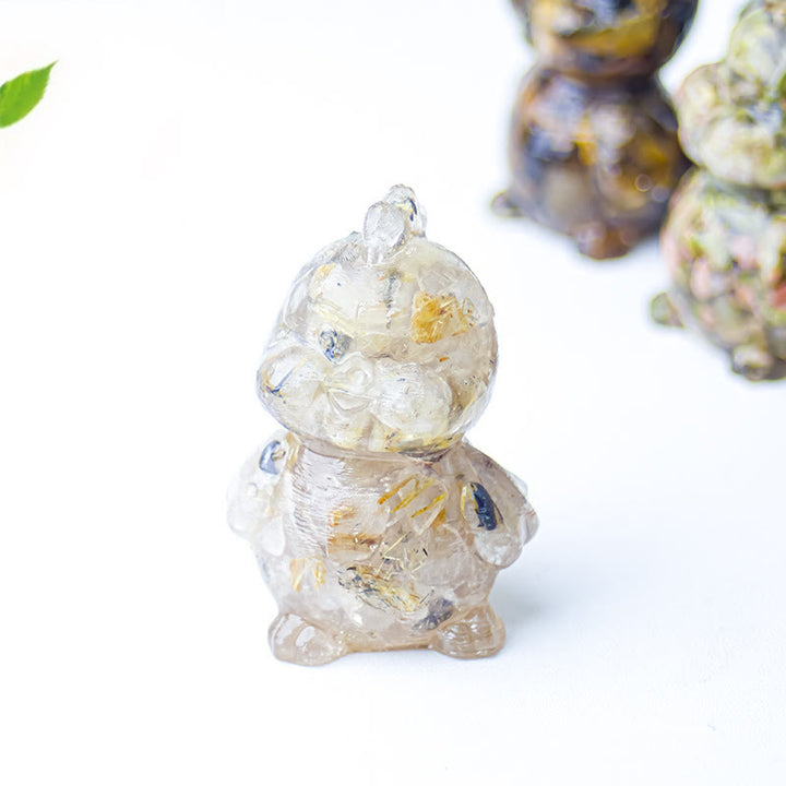 Décoration en cristal époxy Olivenorma en forme de poussin