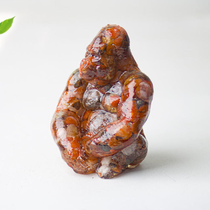 Décoration en pierre précieuse Gorilla en cristal époxy Olivenorma