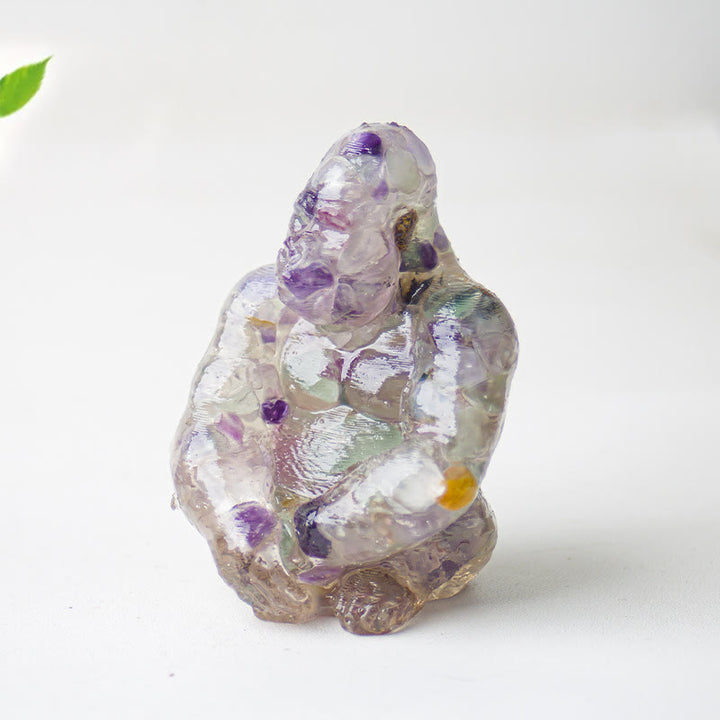 Décoration en pierre précieuse Gorilla en cristal époxy Olivenorma