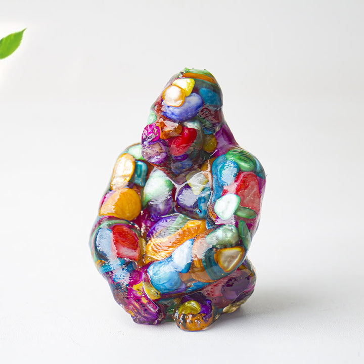 Décoration en pierre précieuse Gorilla en cristal époxy Olivenorma