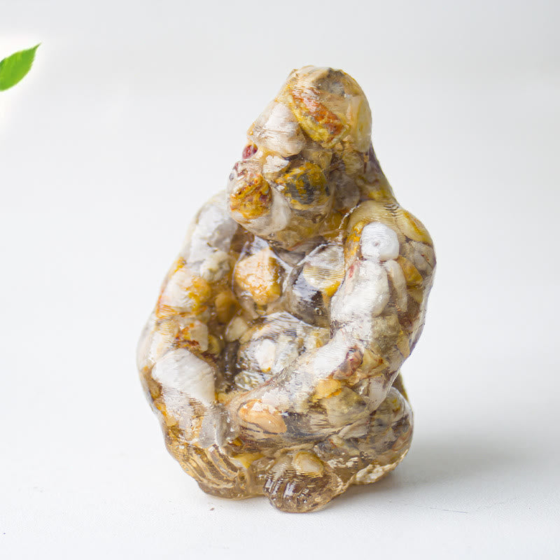 Décoration en pierre précieuse Gorilla en cristal époxy Olivenorma